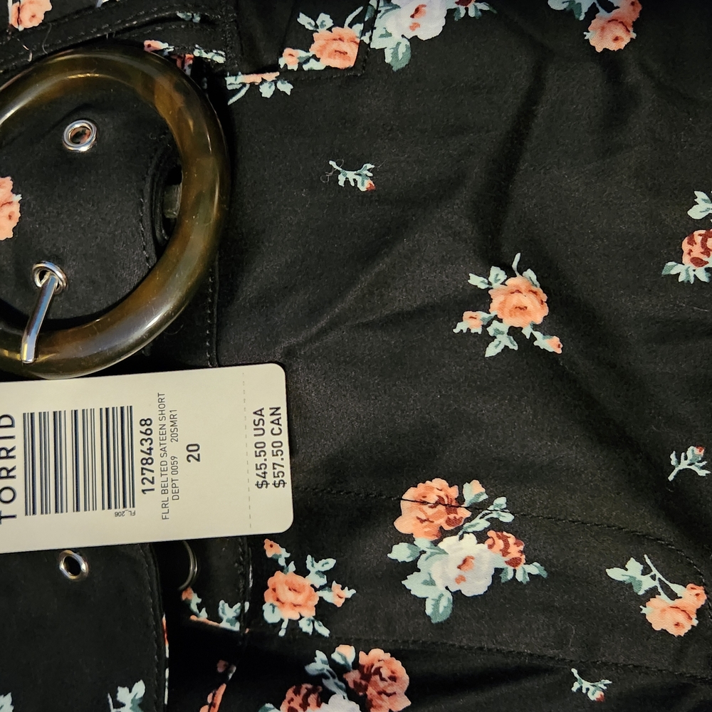 Torrid Black Floral Shorts